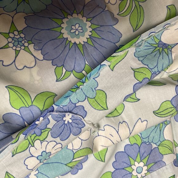 Vtg Fieldcrest Flower Power Mod Flat King Sheet Blue Colorway Cutter - Picture 14 of 15